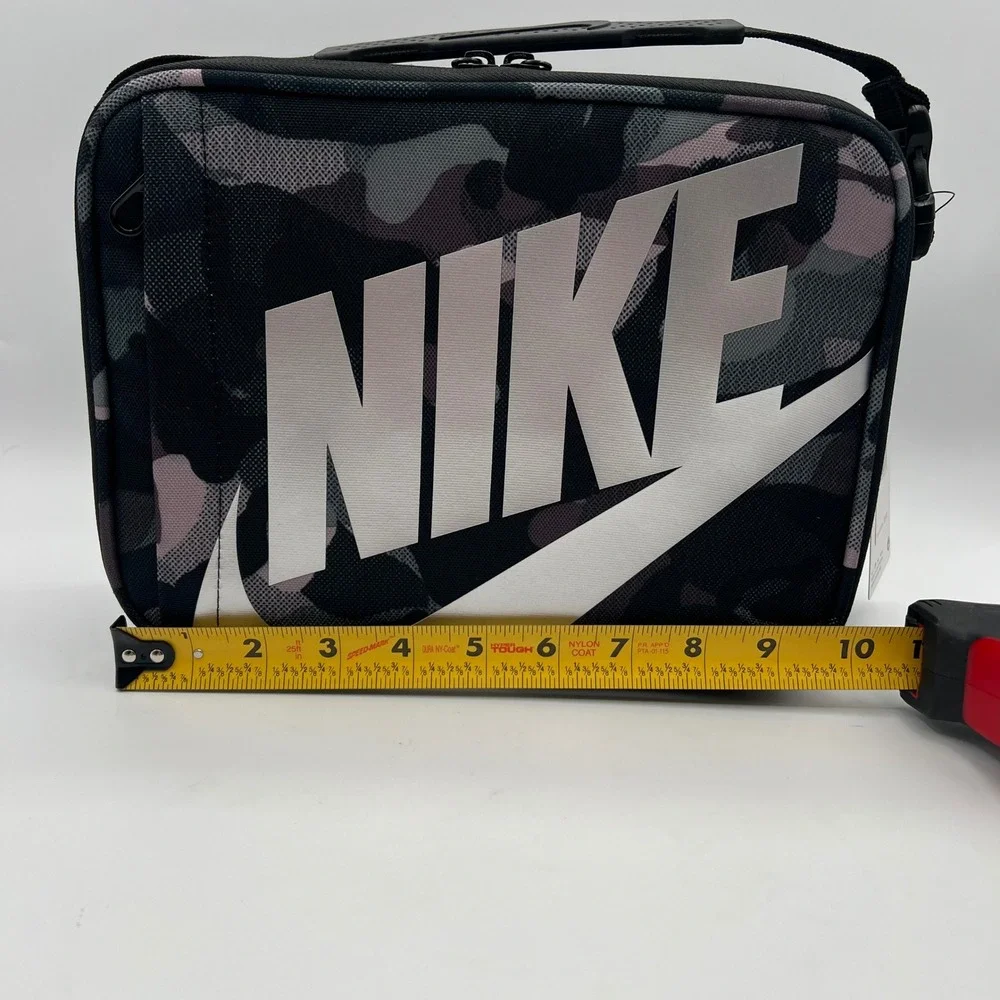 NWT Nike Futura Fuel Tote Camo Lunch Bag Black Grey back to school